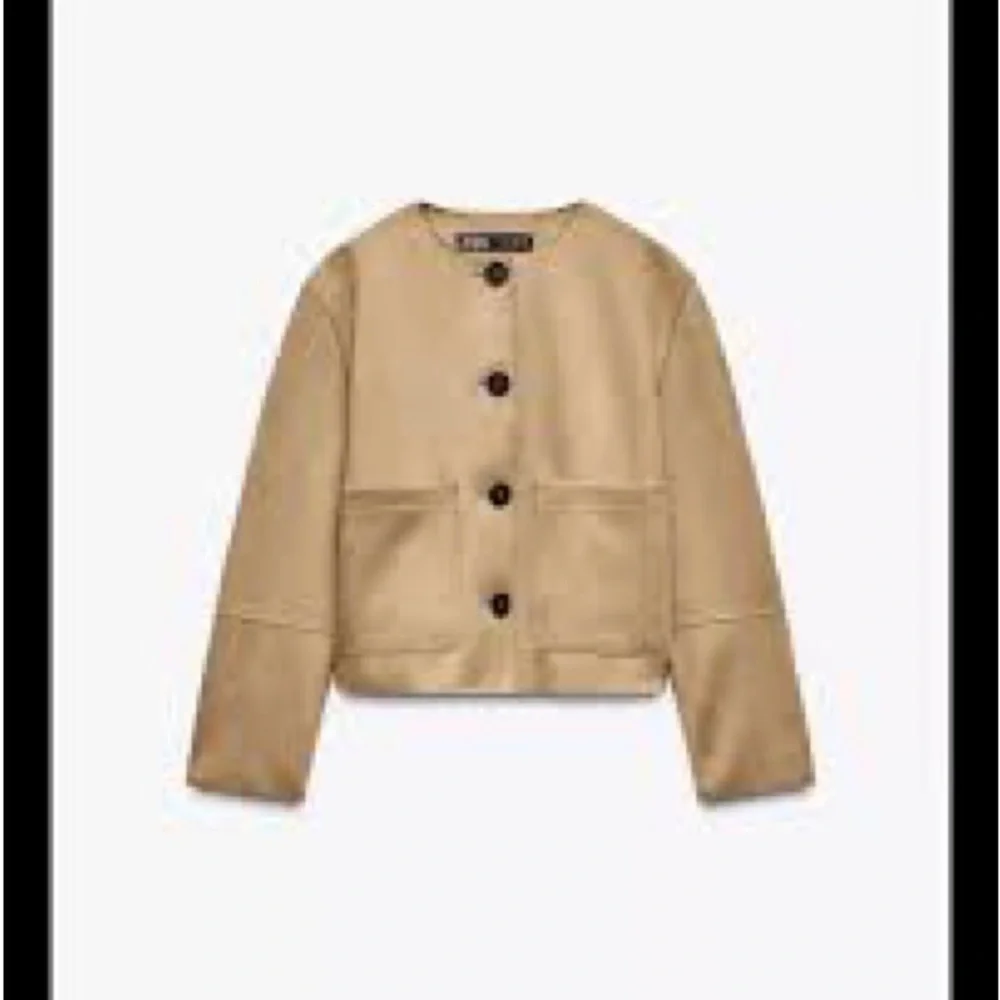Zara Beige Button-Up Faux Suede Jacket Small NWT - Picture 1 of 5
